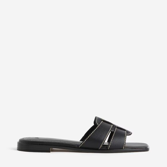 NEW H&M Black Slides Vegan Leather Sandals Size 11! ALSO SELLING IN TAN! - Picture 2 of 4